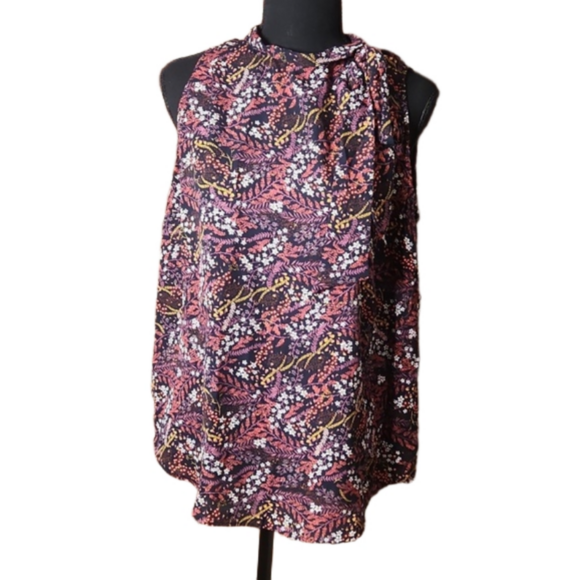 LOFT Tops - LOFT outlet flowered top with tie at neck, medium